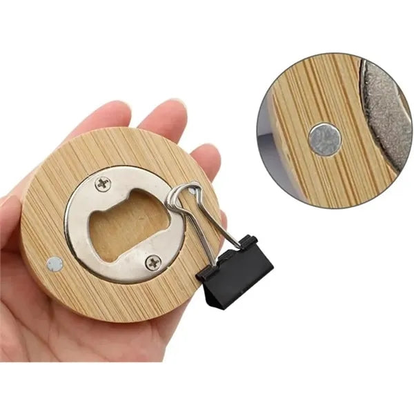 Kitchen Bar Tool Bamboo Magnetic Beer Bottle Opener