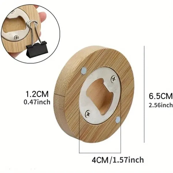 Kitchen Bar Tool Bamboo Magnetic Beer Bottle Opener