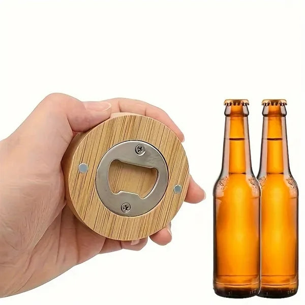 Kitchen Bar Tool Bamboo Magnetic Beer Bottle Opener