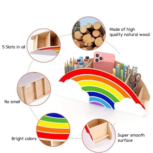 Wooden Desk Organizer for Office and School