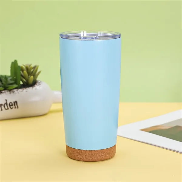 20oz Stainless Steel Tumbler With Cork Bottom Sliding Lid