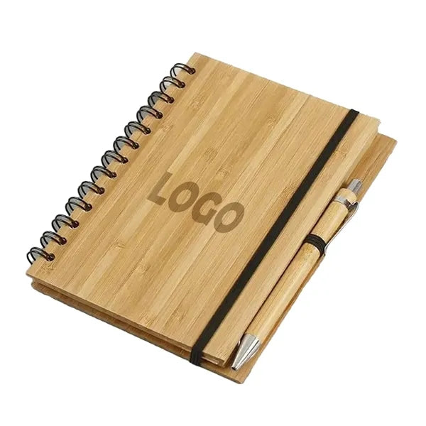 Eco-Friendly Bamboo Cover Notebook With Spiral Binding