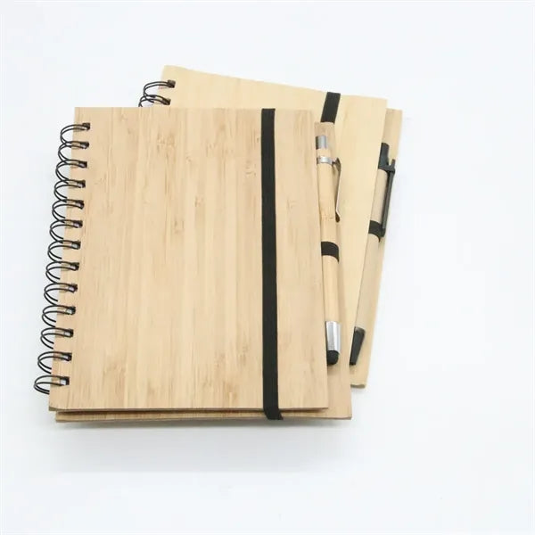 Eco-Friendly Bamboo Cover Notebook With Spiral Binding