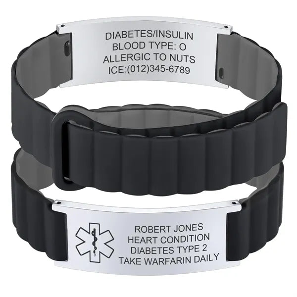 Silicone Stainless Steel Medical Alert Bracelet