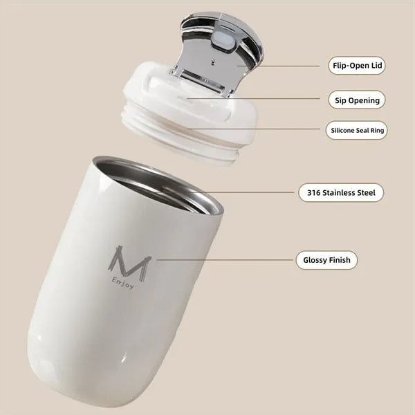 12oz Glossy 316 Stainless Egg Coffee Tumbler