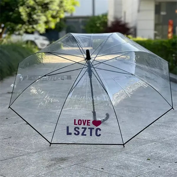 Clear Eight Bone J Handle Transparent Umbrella