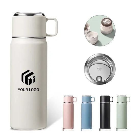 Sports 15oz stainless steel insulated water bottle with cup