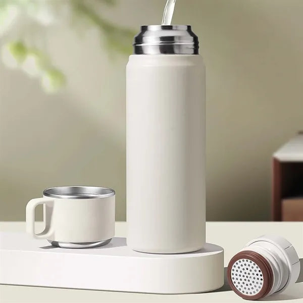 Sports 15oz stainless steel insulated water bottle with cup