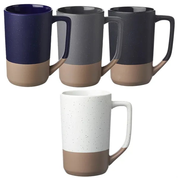 Two-Tone Ceramic Mug with Speckled Glaze, 17 oz.