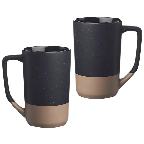 Two-Tone Ceramic Mug with Speckled Glaze, 17 oz.