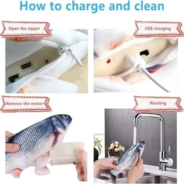 Electric Realistic Plush Wiggle Fish for Kitty Exercise