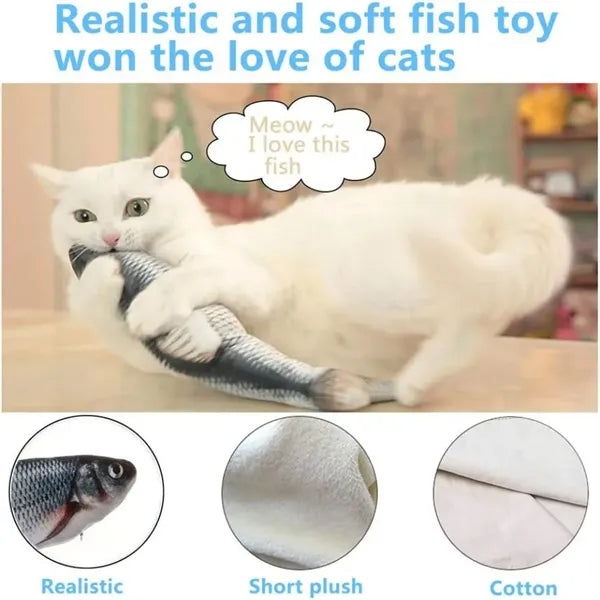 Electric Realistic Plush Wiggle Fish for Kitty Exercise