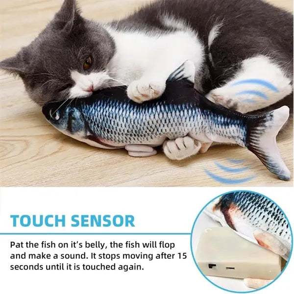 Electric Realistic Plush Wiggle Fish for Kitty Exercise