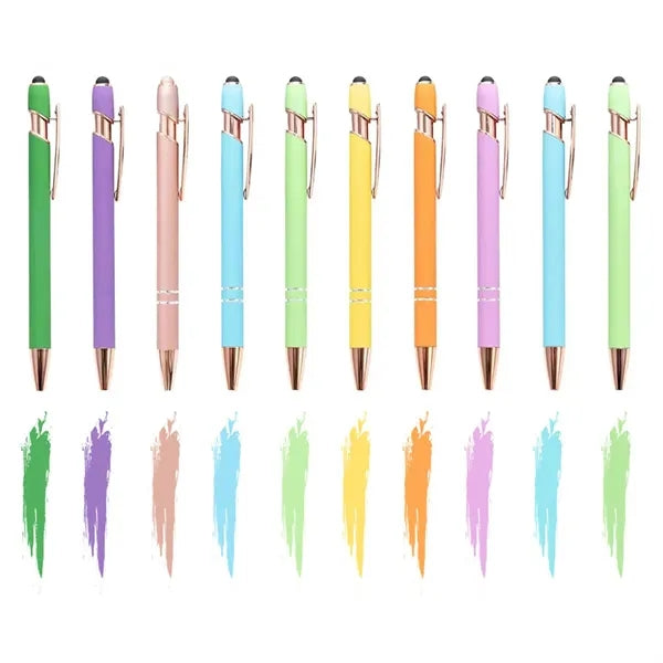 Aluminum Touch Stylus Ballpoint Pen with Rose Gold Trim