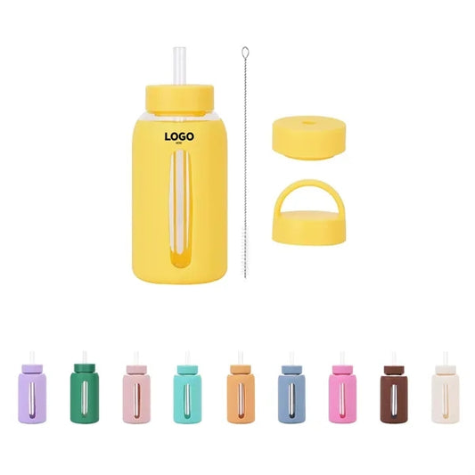 20oz Glass Bottle with Silicone Sleeve & Tritan Straw Brush