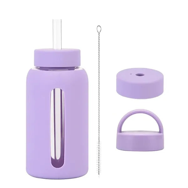 20oz Glass Bottle with Silicone Sleeve & Tritan Straw Brush