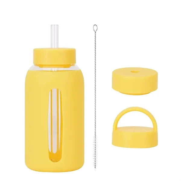20oz Glass Bottle with Silicone Sleeve & Tritan Straw Brush