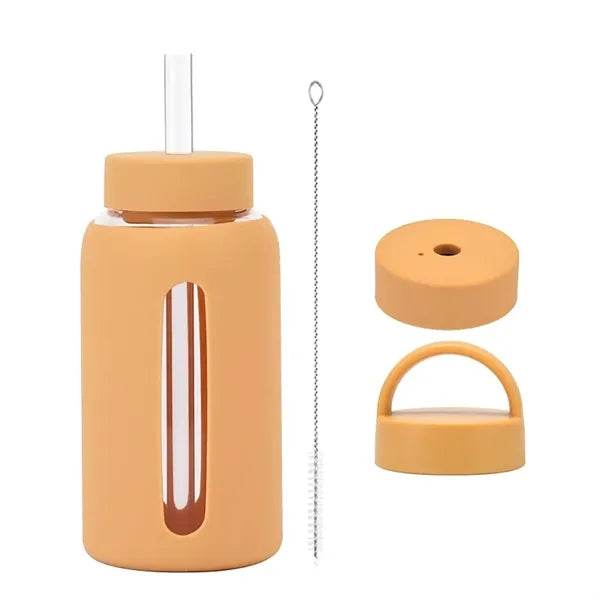 20oz Glass Bottle with Silicone Sleeve & Tritan Straw Brush