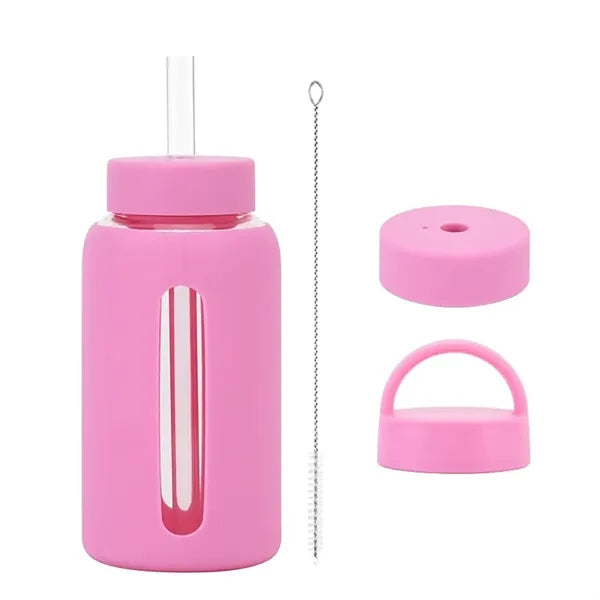 20oz Glass Bottle with Silicone Sleeve & Tritan Straw Brush
