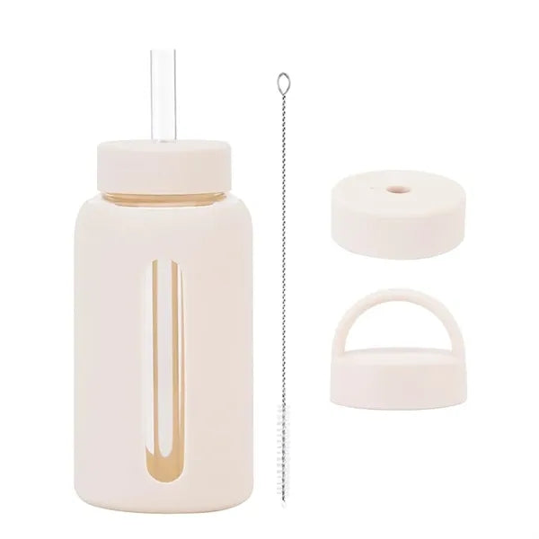 20oz Glass Bottle with Silicone Sleeve & Tritan Straw Brush