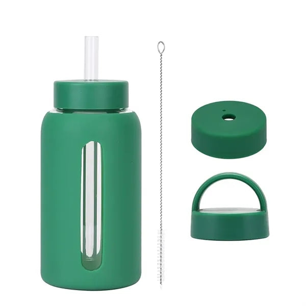 20oz Glass Bottle with Silicone Sleeve & Tritan Straw Brush