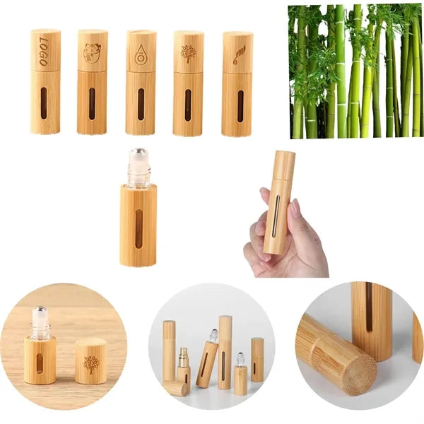 0.35Oz Mini Bamboo Window Roller Perfume Bottle Empty