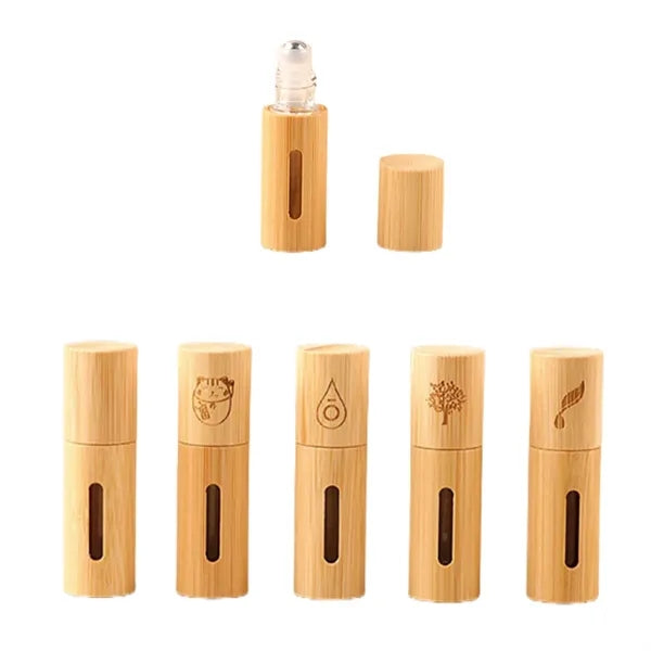 0.35Oz Mini Bamboo Window Roller Perfume Bottle Empty