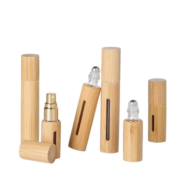 0.35Oz Mini Bamboo Window Roller Perfume Bottle Empty