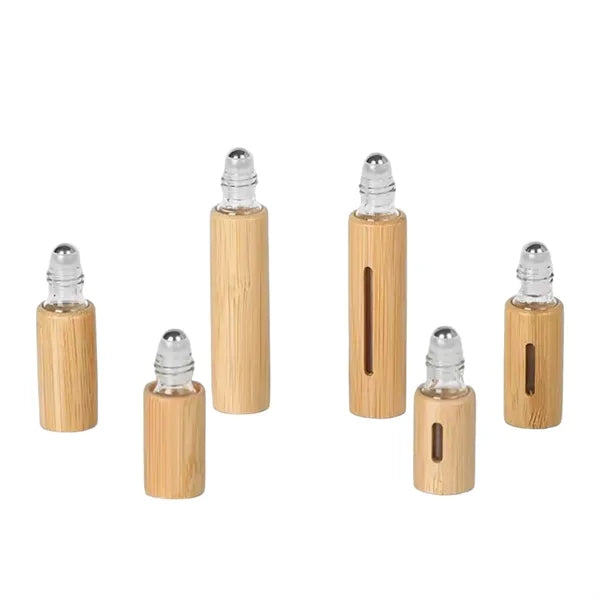 0.35Oz Mini Bamboo Window Roller Perfume Bottle Empty