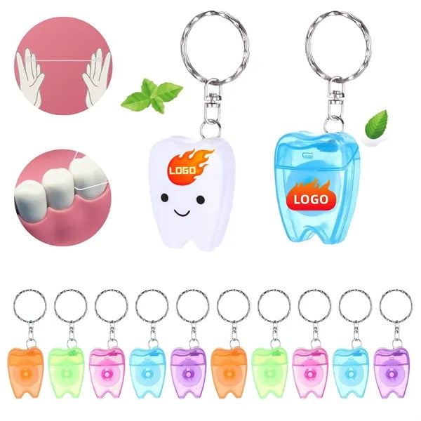 Small Tooth-Shaped Keychain Dental Floss Roll