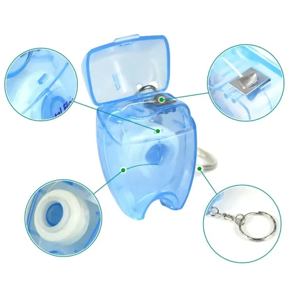Small Tooth-Shaped Keychain Dental Floss Roll