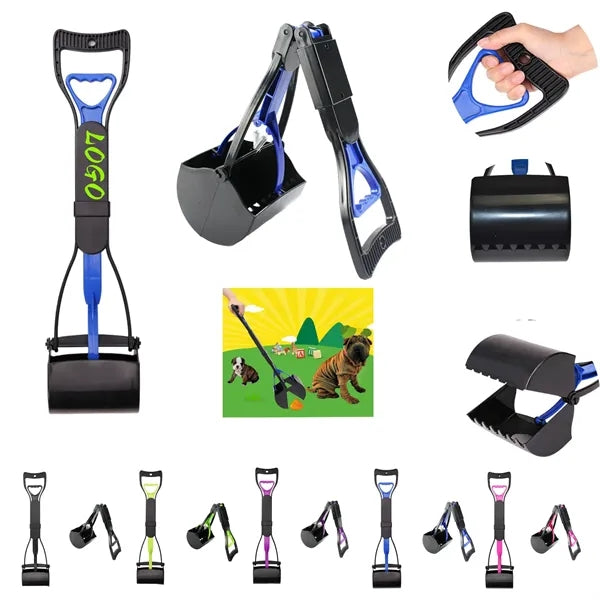 Foldable Long-Handled Pet Pooper Scooper With Trash Bag