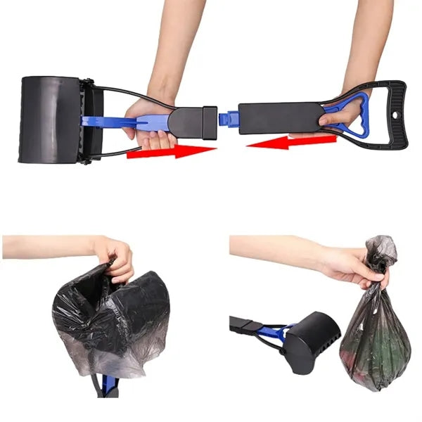Foldable Long-Handled Pet Pooper Scooper With Trash Bag