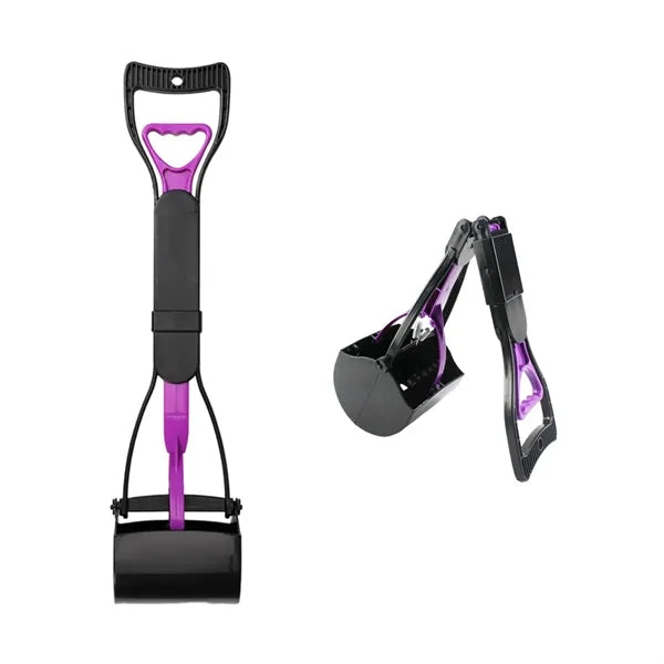 Foldable Long-Handled Pet Pooper Scooper With Trash Bag