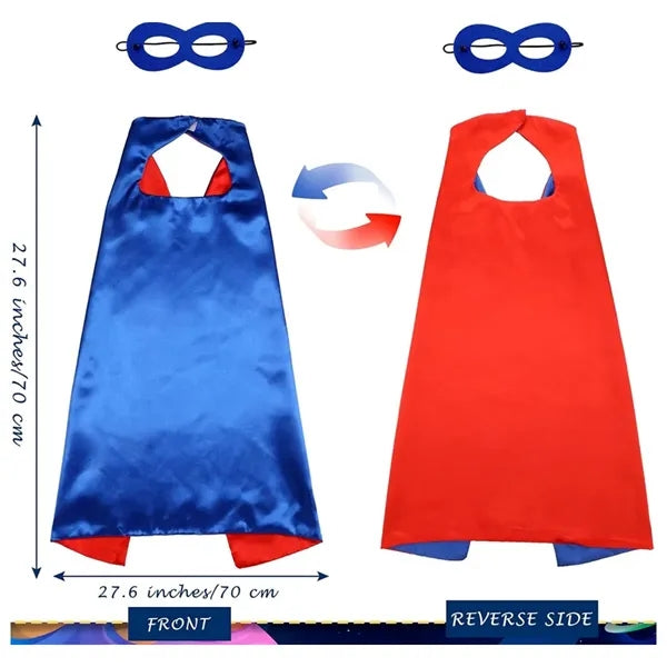 Double Layers Kid Superhero Cape with Eye Mask