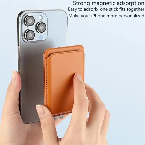 Magnetic Leather Card Wallet with Stand for Phone Back