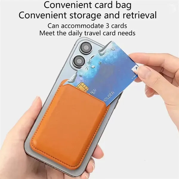 Magnetic Leather Card Wallet with Stand for Phone Back