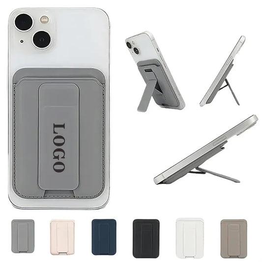 2 In 1 Slim Magnetic Leather Card Holder & Phone Stand