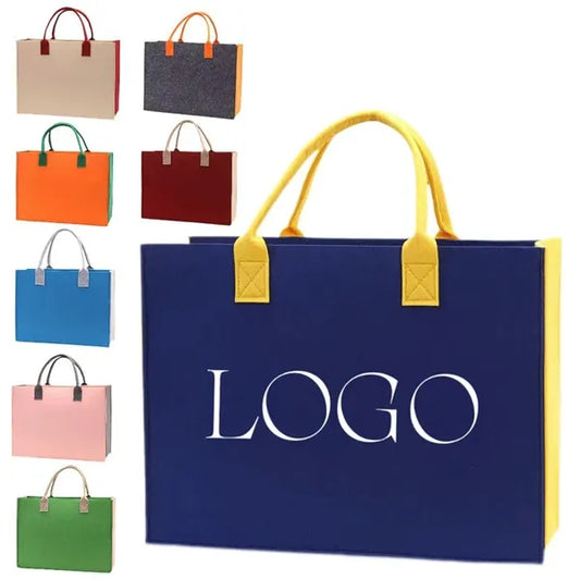 Color-blocked Felt Tote Bag