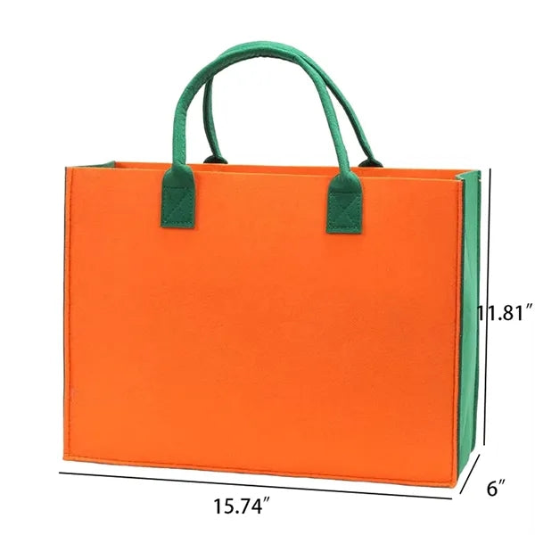 Color-blocked Felt Tote Bag