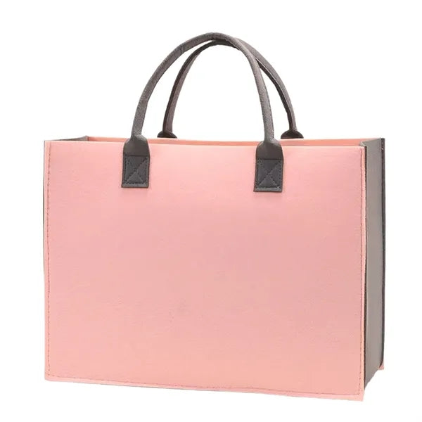 Color-blocked Felt Tote Bag