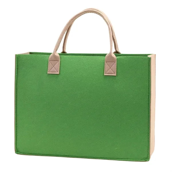 Color-blocked Felt Tote Bag