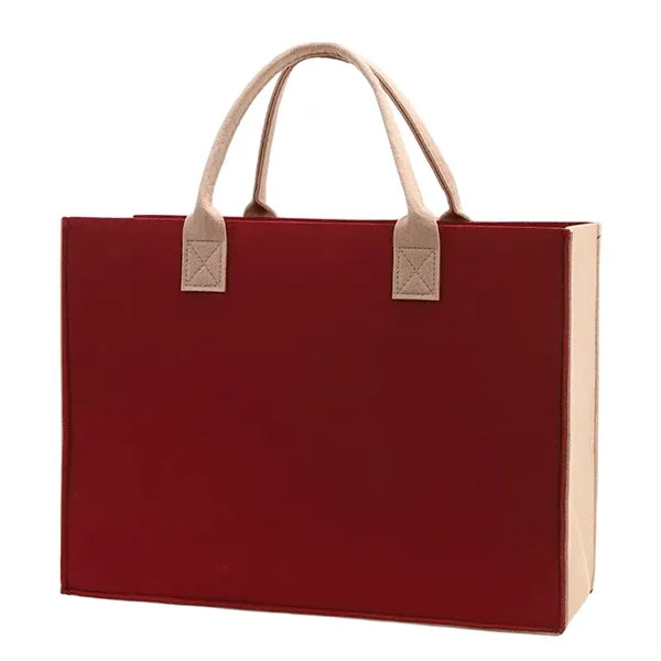 Color-blocked Felt Tote Bag