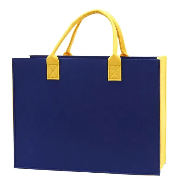 Color-blocked Felt Tote Bag