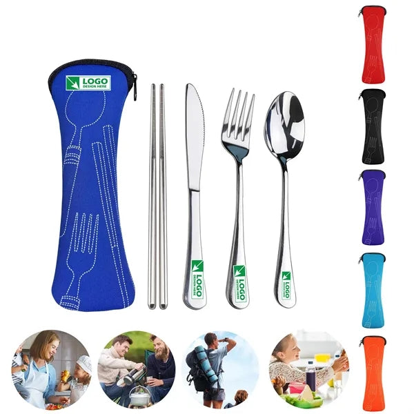 Portable Silverware Set with Case