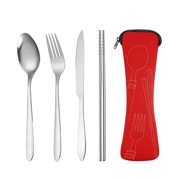 Portable Silverware Set with Case