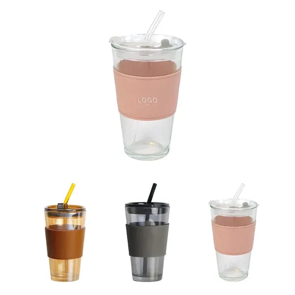15 oz Glass Tumbler in a Leather Sleeve