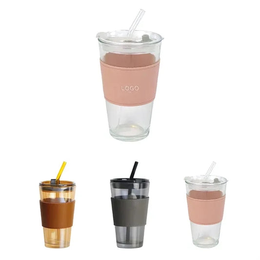 15 oz Glass Tumbler in a Leather Sleeve