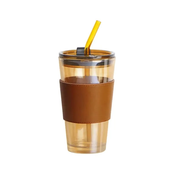 15 oz Glass Tumbler in a Leather Sleeve