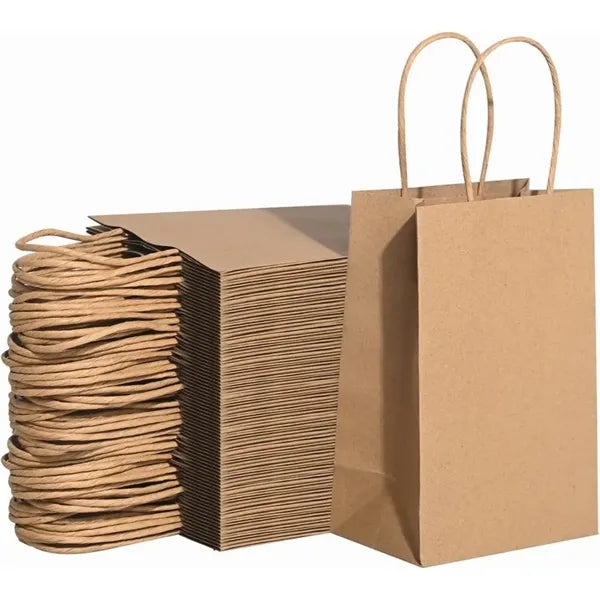 1000PCS, 5.91" x 3.15" x 8.27" Brown Kraft Bag With Handles